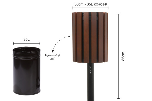 Szemetes KO008, 35 literes, rózsafa