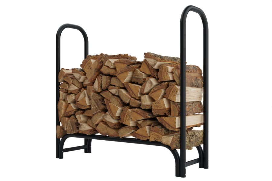 Tűzifa állvány ponyvával, fekete