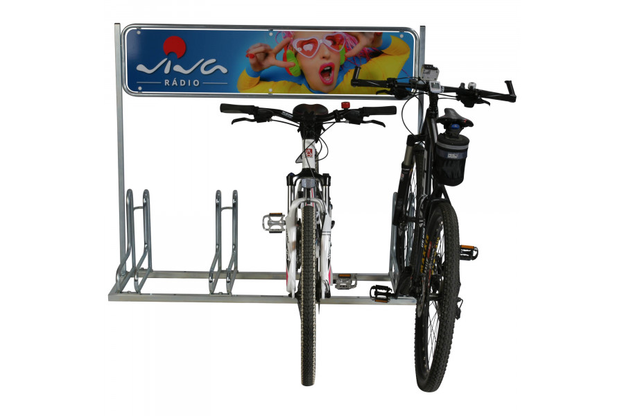 IQ 4 kerékpártároló reklámtáblával, horganyzott