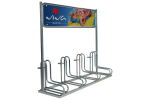 IQ 4 kerékpártároló reklámtáblával, horganyzott