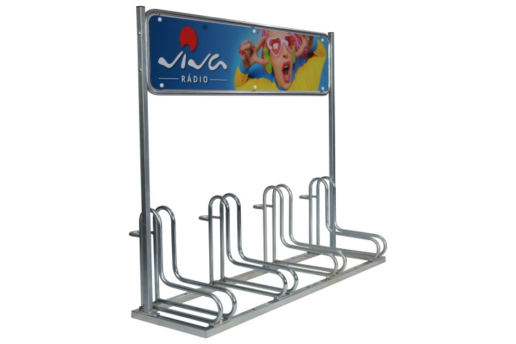 IQ 4 kerékpártároló reklámtáblával, horganyzott