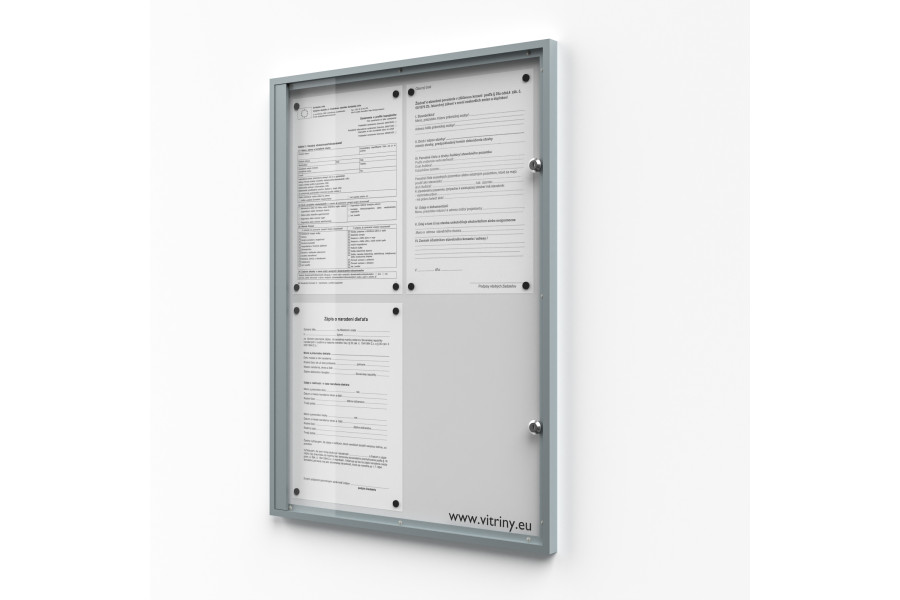 Beltéri zárható vitrin 4xA4, Lemezlemez