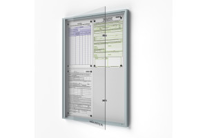 Beltéri zárható vitrin 4xA4, Lemezlemez