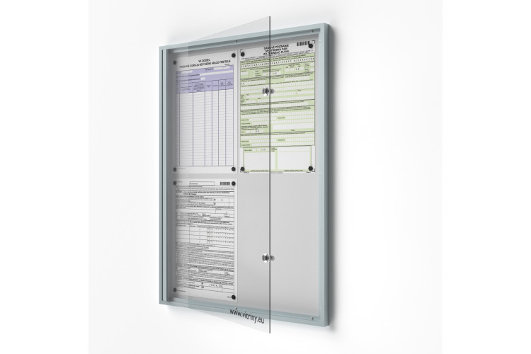 Beltéri zárható vitrin 4xA4, Lemezlemez