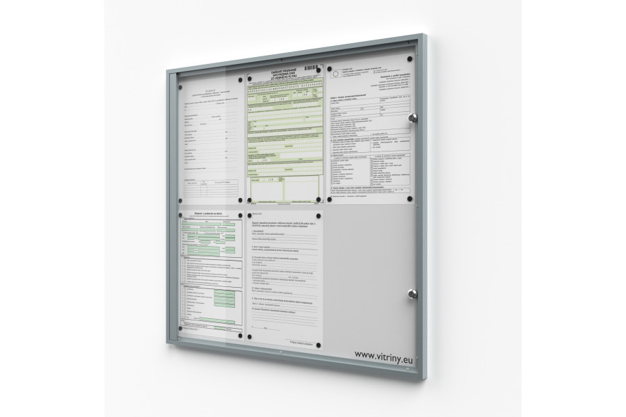 Beltéri zárható vitrin 6xA4, Lemezlemez