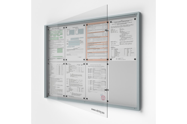 Beltéri zárható vitrin 8xA4, Lemezlemez