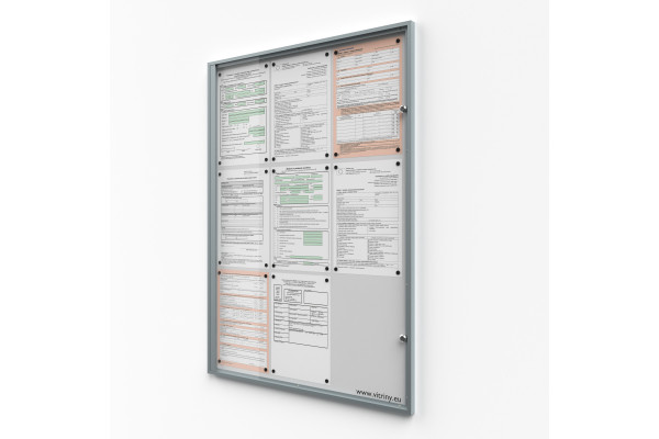 Beltéri zárható vitrin 9xA4, Lemezlemez
