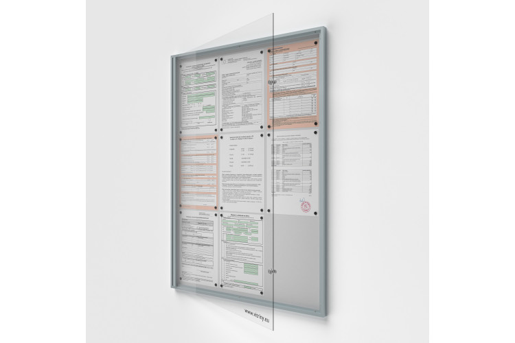 Beltéri zárható vitrin 9xA4, Lemezlemez