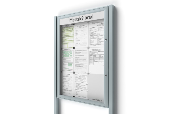 Zárható információs vitrin 9xA4 SIDE50 táblával és oszlopokkal