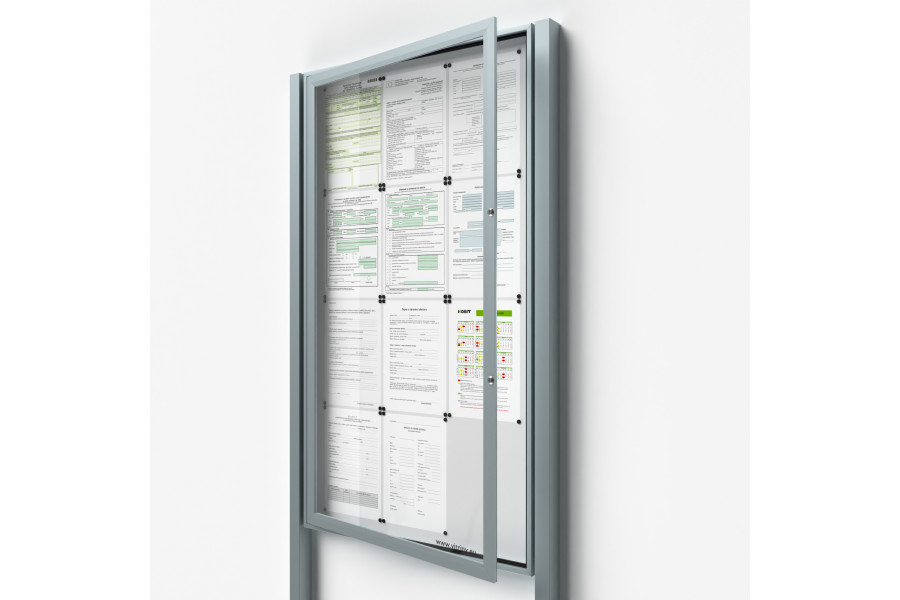 Zárható információs vitrin 12 db-os, A4-es, SIDE oszlopokkal