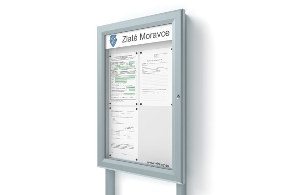 Kültéri információs vitrin 4xA4 SIDE60 táblával és oszlopokkal 