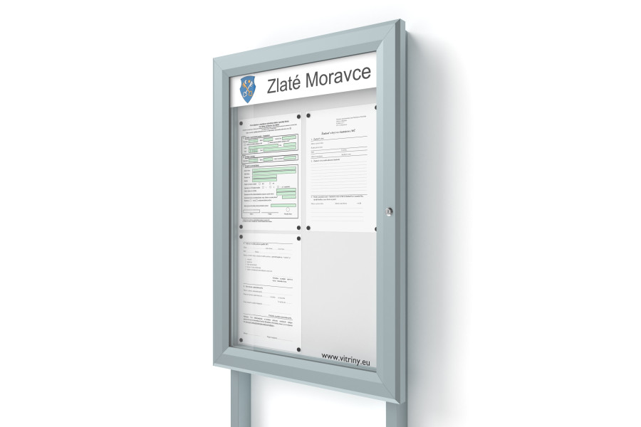 Kültéri információs vitrin 4xA4 SIDE60 táblával és oszlopokkal 
