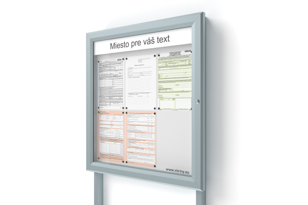 Kültéri információs vitrin 6xA4 SIDE60 táblával és oszlopokkal