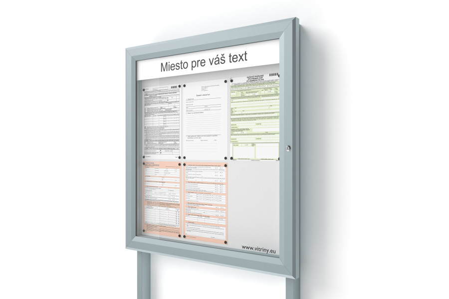 Kültéri információs vitrin 6xA4 SIDE60 táblával és oszlopokkal