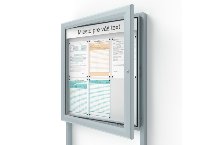 Kültéri információs vitrin 6xA4 SIDE60 táblával és oszlopokkal