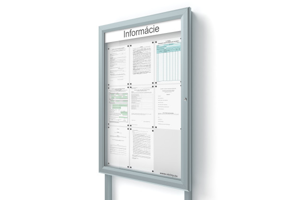 Kültéri információs vitrin 9xA4 SIDE60 táblával és oszlopokkal