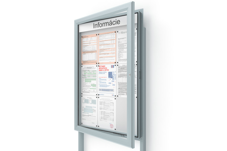 Kültéri információs vitrin 9xA4 SIDE60 táblával és oszlopokkal