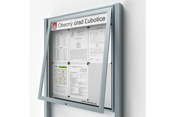 Zárható információs vitrin 6xA4 UP50 táblával és oszlopokkal