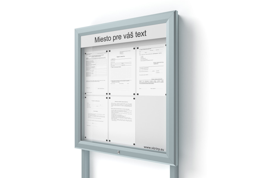 Kültéri információs vitrin 6xA4 UP60 táblával és oszlopokkal