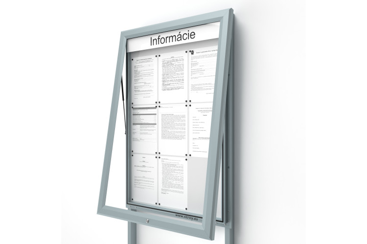 Kültéri információs vitrin 9xA4 UP60 táblával és oszlopokkal