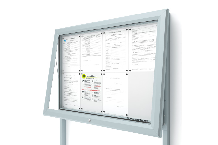 Kültéri információs vitrin V-UP60-8-N oszlopokkal