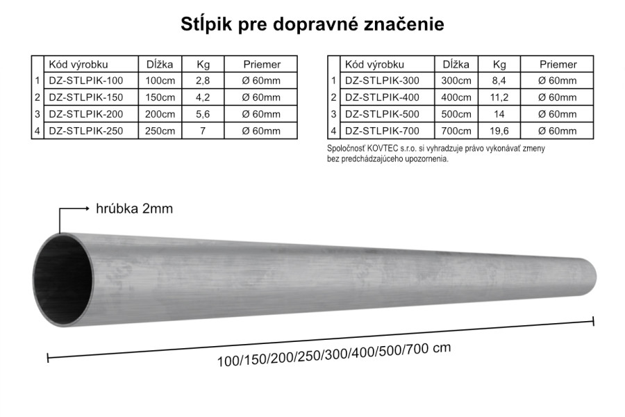 Közlekedési tábla oszlop 150cm, horganyzott