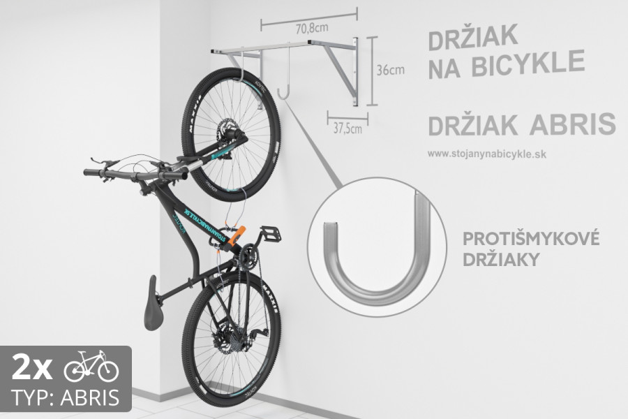 Falra szerelhető kerékpártartó, 2 személyes ABRIS ezüst