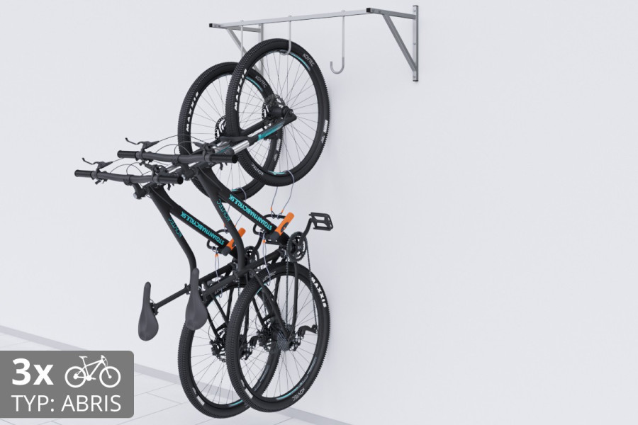 Falra szerelhető kerékpártartó, 3 személyes ABRIS ezüst