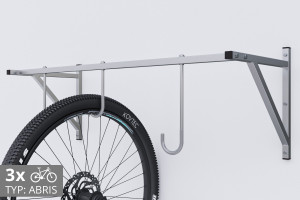 Falra szerelhető kerékpártartó, 3 személyes, horganyzott ABRIS
