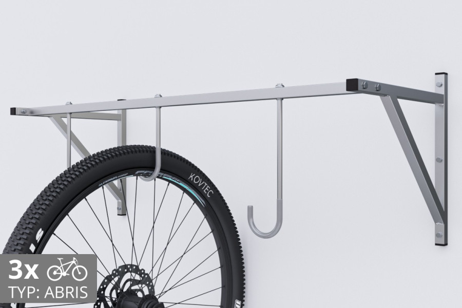 Falra szerelhető kerékpártartó, 3 személyes ABRIS ezüst