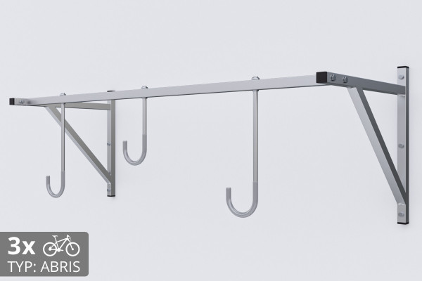 Falra szerelhető kerékpártartó, 3 személyes, horganyzott ABRIS