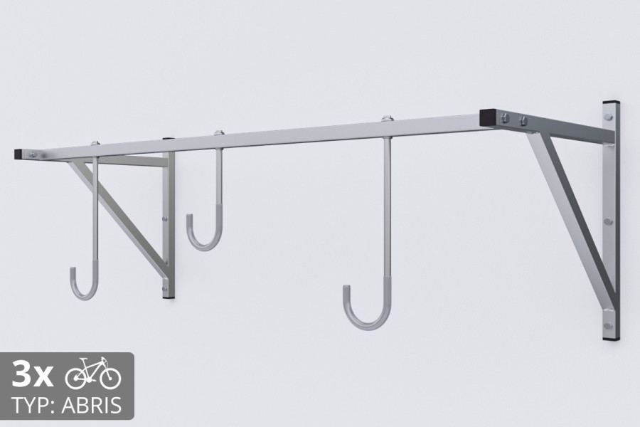 Falra szerelhető kerékpártartó, 3 személyes ABRIS ezüst