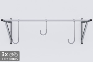 Falra szerelhető kerékpártartó, 3 személyes ABRIS ezüst