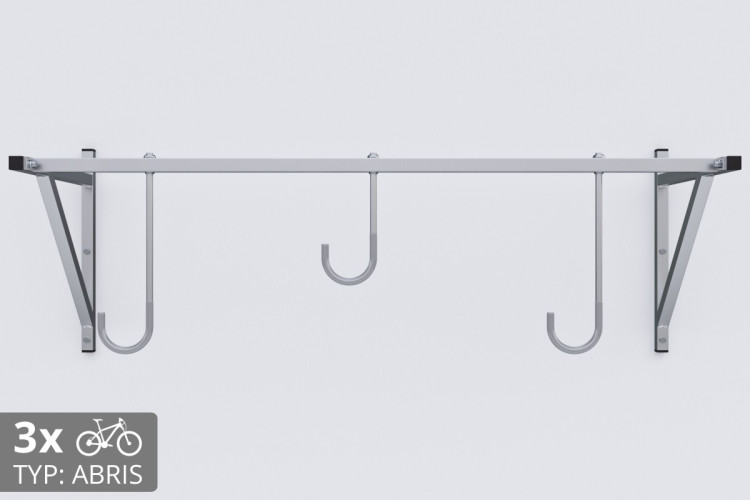 Falra szerelhető kerékpártartó, 3 személyes ABRIS ezüst