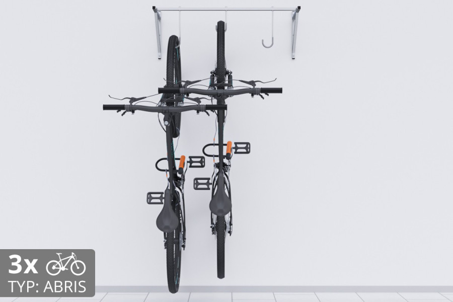 Falra szerelhető kerékpártartó, 3 személyes ABRIS ezüst