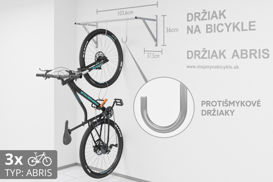 Falra szerelhető kerékpártartó, 3 személyes ABRIS ezüst