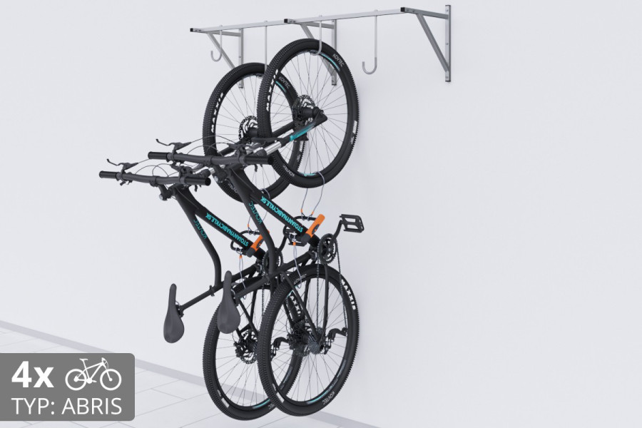 Falra szerelhető kerékpártartó, 4 személyes ABRIS ezüst