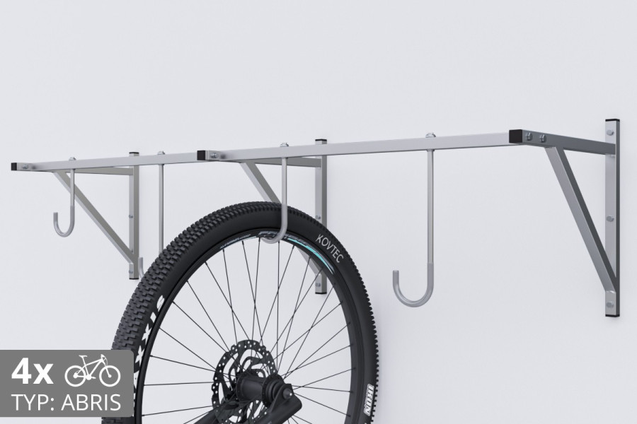 Falra szerelhető kerékpártartó, 4 személyes ABRIS ezüst
