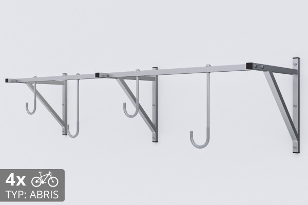 Falra szerelhető kerékpártartó, 4 személyes, horganyzott ABRIS