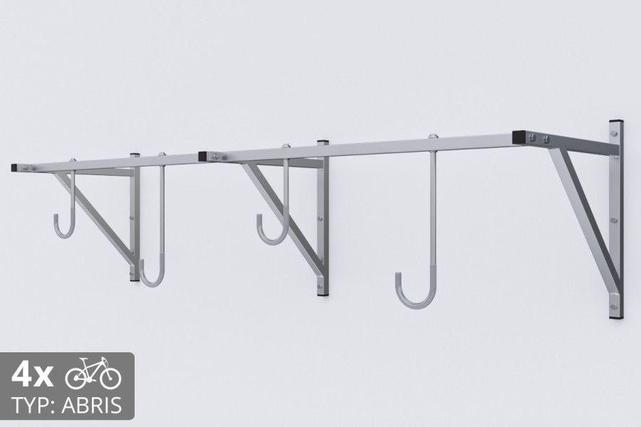 Falra szerelhető kerékpártartó, 4 személyes ABRIS ezüst