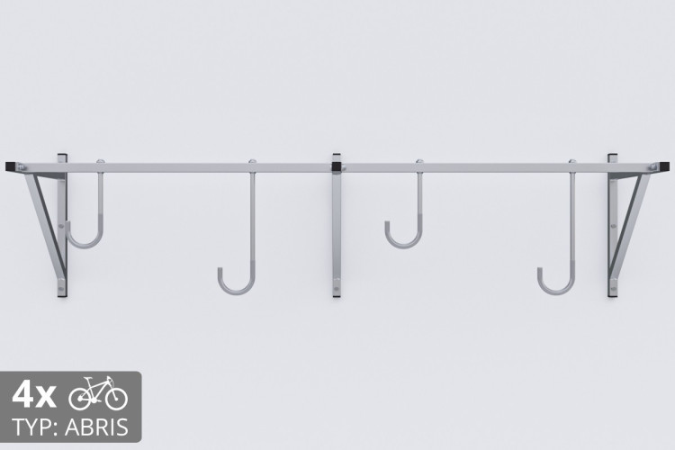 Falra szerelhető kerékpártartó, 4 személyes ABRIS ezüst