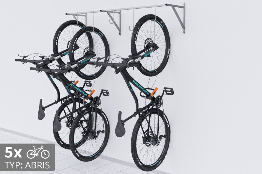 Falra szerelhető kerékpártartó, 5 személyes ABRIS ezüst