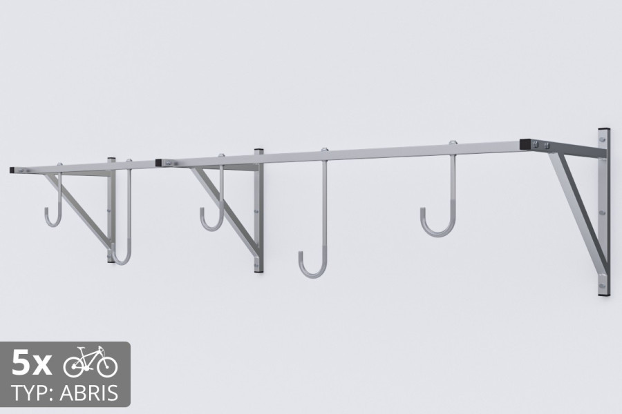 Falra szerelhető kerékpártartó, 5 személyes ABRIS ezüst