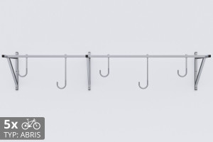 Falra szerelhető kerékpártartó, 5 személyes ABRIS ezüst