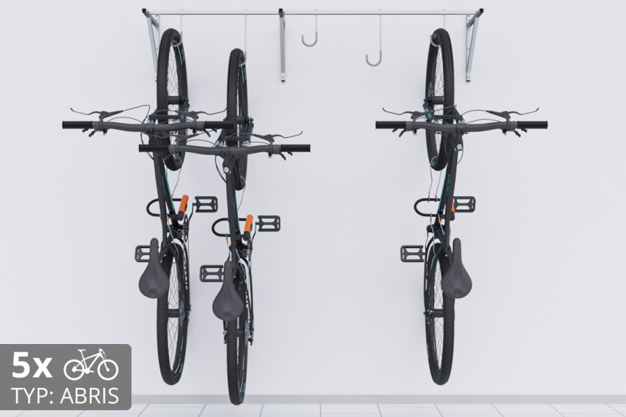 Falra szerelhető kerékpártartó, 5 személyes ABRIS ezüst