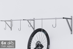 Falra szerelhető kerékpártartó, 6 személyes, horganyzott ABRIS