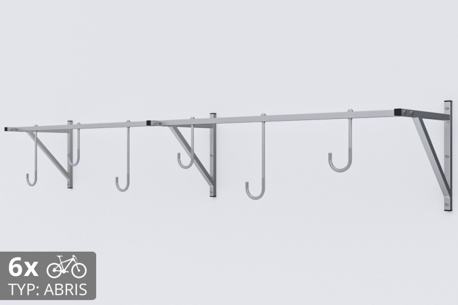 Falra szerelhető kerékpártartó, 6 személyes, horganyzott ABRIS