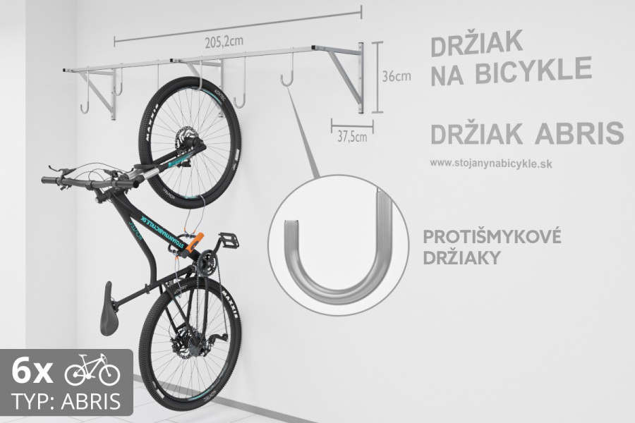 Falra szerelhető kerékpártartó, 6 személyes, horganyzott ABRIS