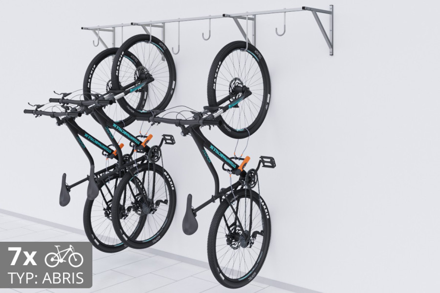 Falra szerelhető kerékpártartó, 7 személyes ABRIS ezüst