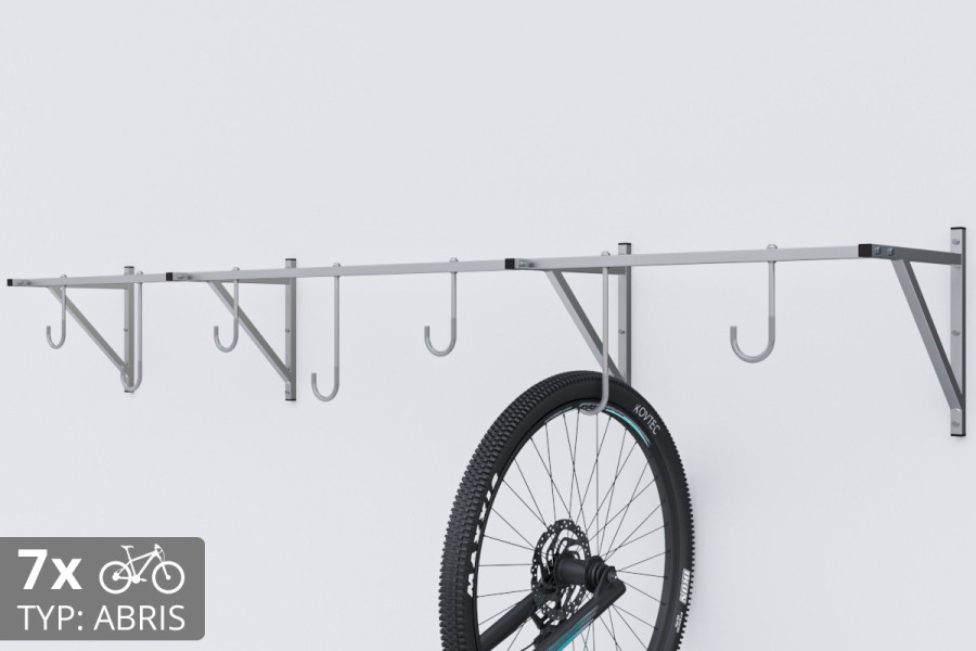 Falra szerelhető kerékpártartó, 7 személyes ABRIS ezüst